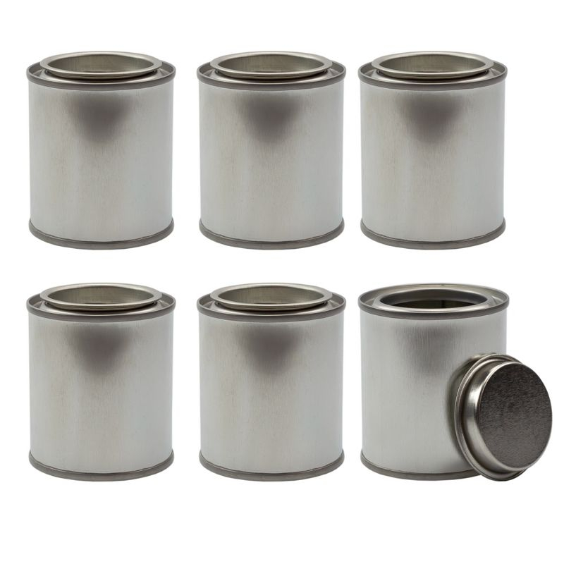 Cornucopia Brands Metal Paint Cans Quarter Pint Size w/ Lids, 6pk, Empty Unlined Mini Paint Pails