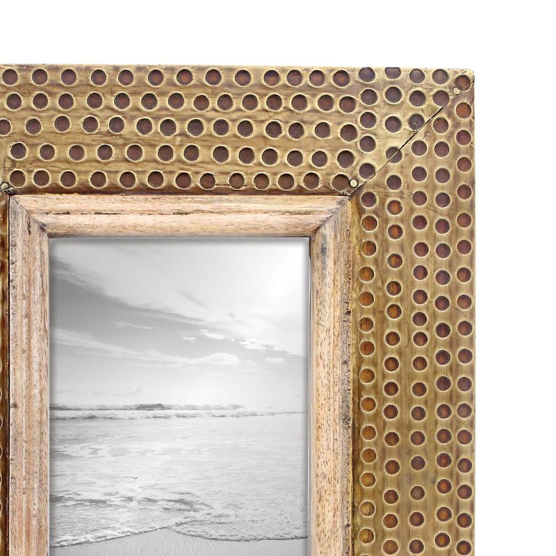 4 x 6 inch Decorative Distressed Hammered Brass Metal Picture Frame - Foreside Home & Garden