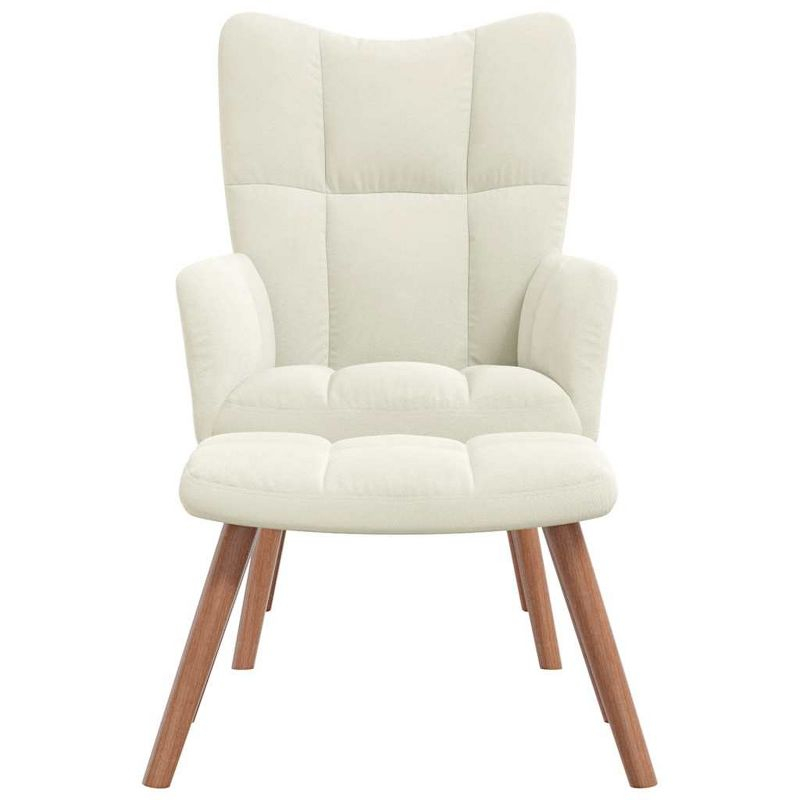 vidaXL Relaxing Chair with a Stool Cream White Velvet