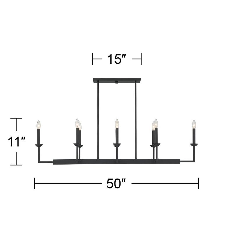 Possini Euro Design Black Linear Pendant Chandelier 50" Wide Industrial 8-Light Fixture for Kitchen Island Dining Room House Foyer