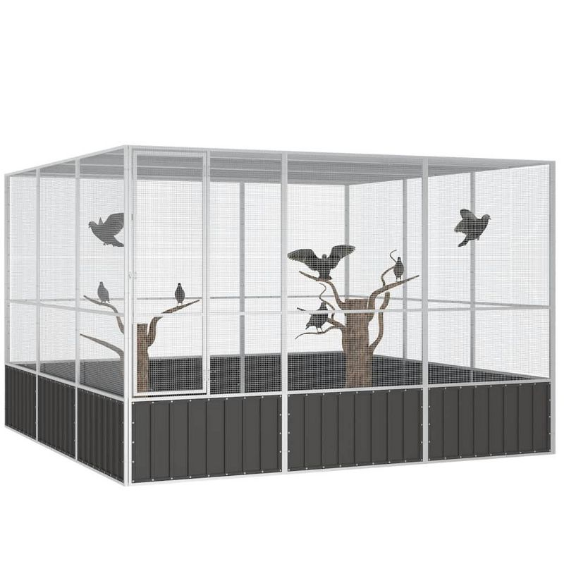 vidaXL Bird Cage Anthracite 119.1"x127.8"x83.3" Galvanized Steel