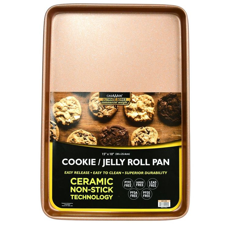 casaWare 3pc Ultimate Commercial Weight Cookie Sheet Set, Two 15 x 10-Inch Pans, One 13 x 9-Inch-Inch Pan (Rose Gold Granite)