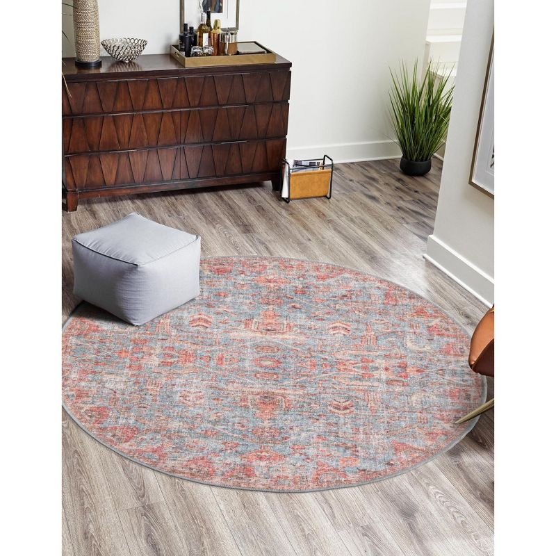 Unique Loom 3' 3 x 3' 3 Nostalgia Olivia Machine Washable Antique Blue Area Rug