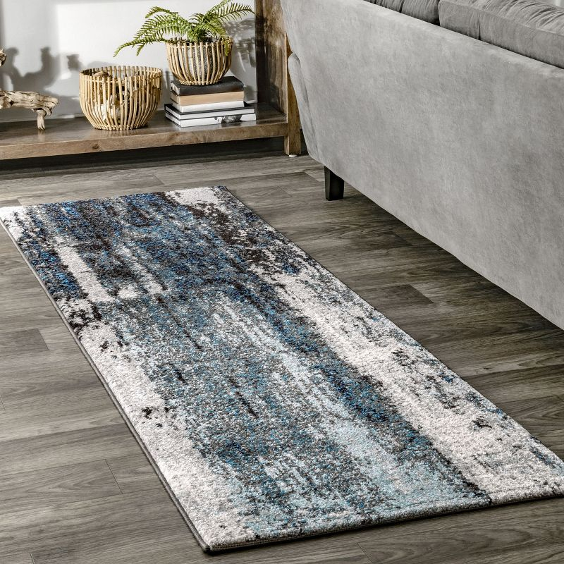 Nuloom Haydee Abstract 2x6 Runner Indoor Area Rug for Living Room Bedroom Dining Room Entryway Hallway Kitchen, Teal/Ivory