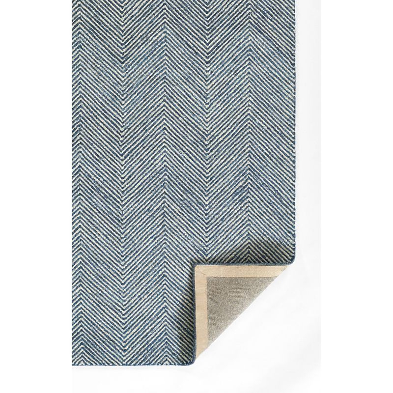 Momeni 8'x10' Charles Zig Zag Handtufted Area Rug Denim Blue: Wool, Cotton & Latex Backing, Low Pile, Indoor Use