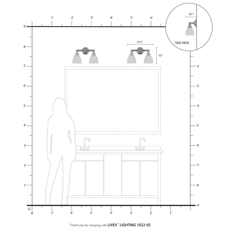 Livex Lighting Classic 2 - Light Vanity in  Polished Chrome