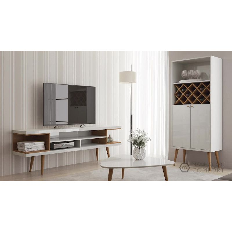 Utopia TV Stand for TVs up to 65" White - Manhattan Comfort: Modern Entertainment Center, Cable Management