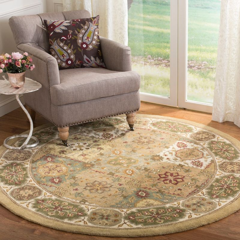 Heritage HG512 Handmade Area Rug - 6' Round - Multi/Ivory - Safavieh