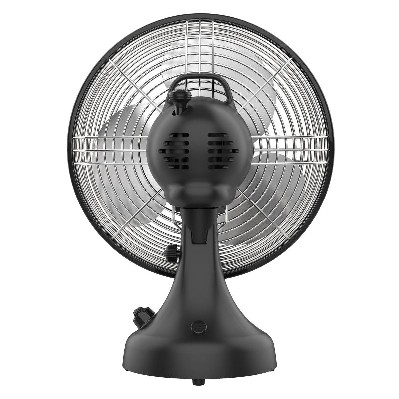 Vornado Silver Swan Portable Oscillating Fan Black: Metal Desk Fan, Quiet Air Circulation, Adjustable Tilt, 3 Speeds