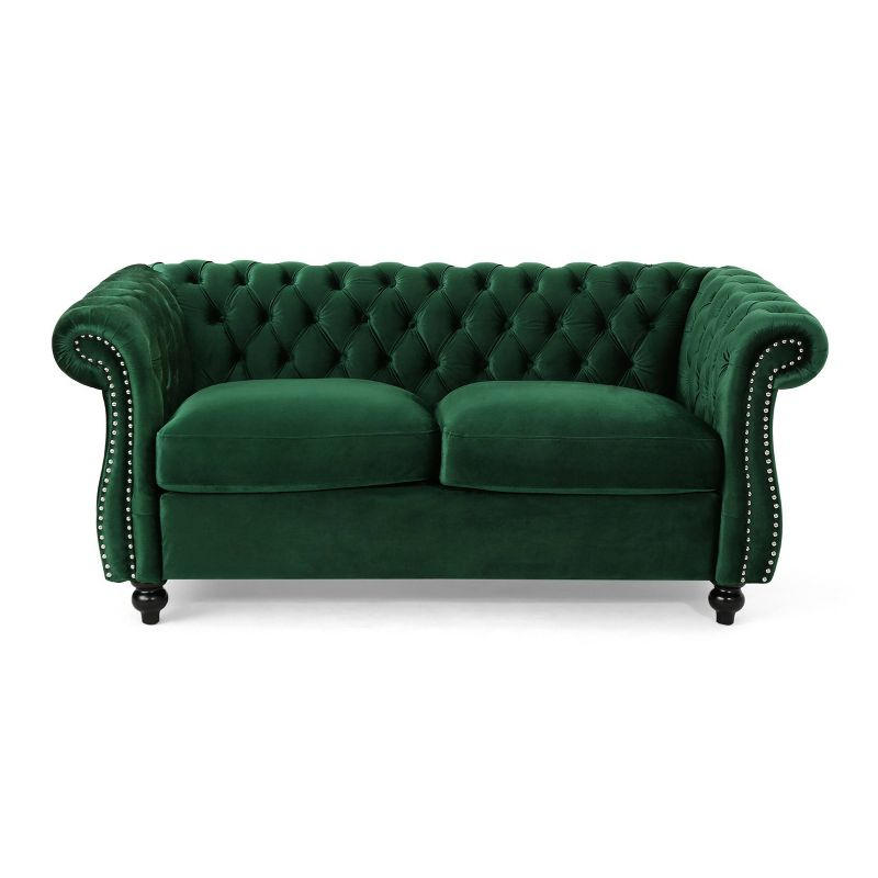 Somerville Traditional Chesterfield Loveseat: Button Tufted, Nailhead Trim - Christopher Knight Home