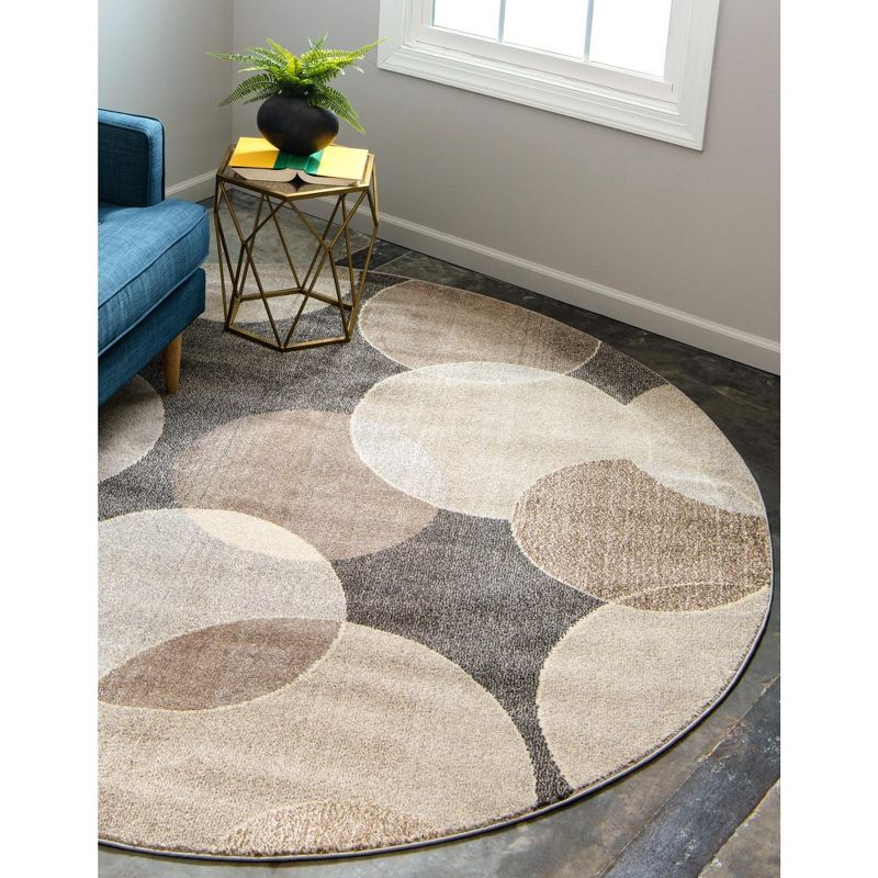 Unique Loom 8' 0 x 8' 0 Round Gray Chromatic Seaside Area Rug