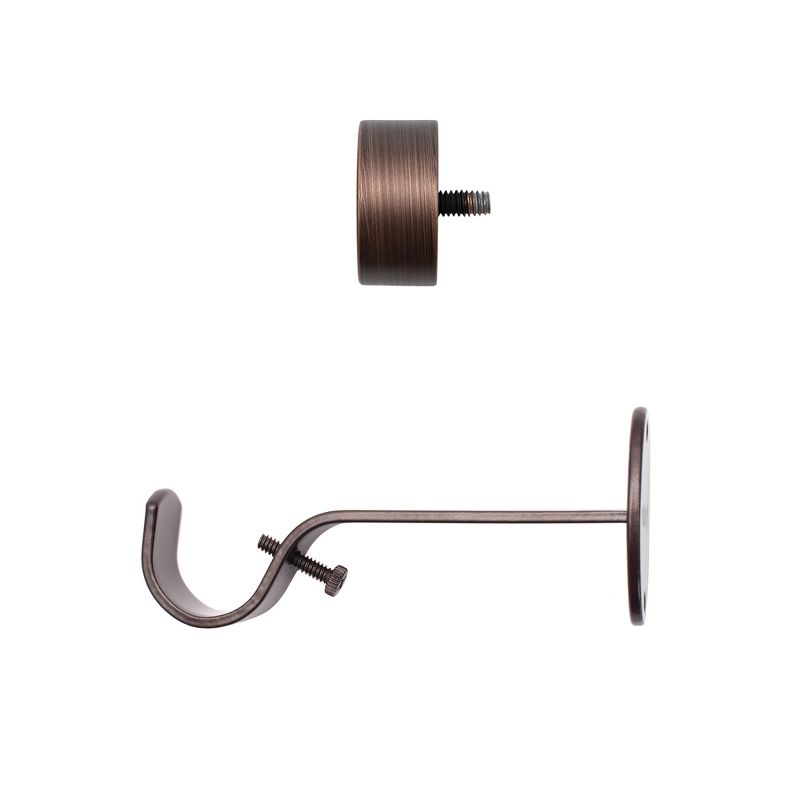Serena 1" Window Drapery Single Curtain Rod with Contemporary Finial - 120" - Antique Bronze - Elrene Home Fashions