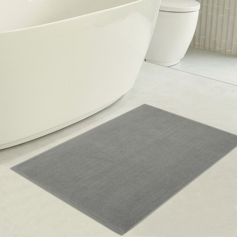 American Soft Linen 100% Cotton Bath Mat Rugs, 20x34 inches Slip Resistant Bottom Base Bath Mats for Bathroom, Rockridge Grey