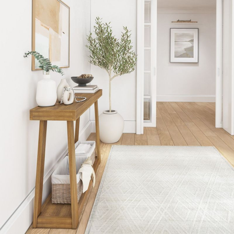 Plank+Beam 46" Solid Wood Console Table with Storage, Sofa Table with Shelf, Narrow Entryway Table for Hallway, Pecan