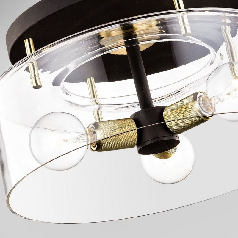 Troy Lighting Bergamot Station 3 - Light Semi-Flush Mount in  Bronze/Brass Clear Shade