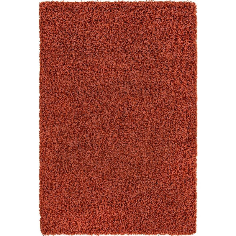 Unique Loom 4' 1 x 6' 1 Solid Shag Terracotta Area Rug