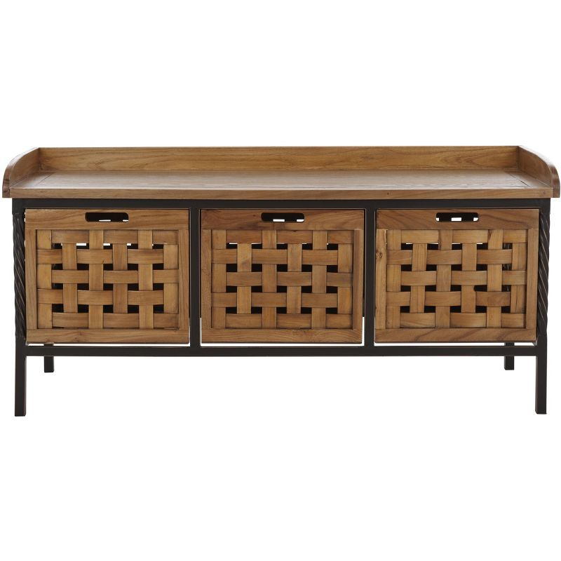 Isaac Wooden Storage Bench - AMH6530 - Oak - Safavieh Couture