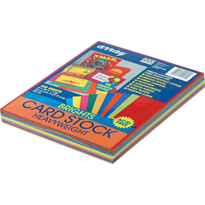 Pacon Array 65 lb. Cardstock Paper 8.5" x 11" Assorted Colors 100 Sheets/Pack (101169) P101169