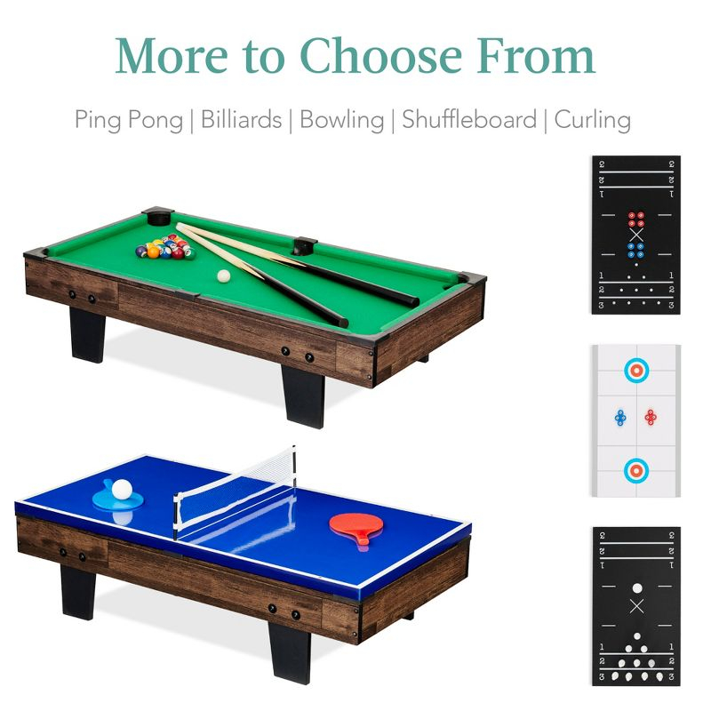 Best Choice Products 11-in-1 Kids Combo Game Set w/ Ping Pong, Foosball, Air Hockey, 5 Accessory Bags - Dark Wood