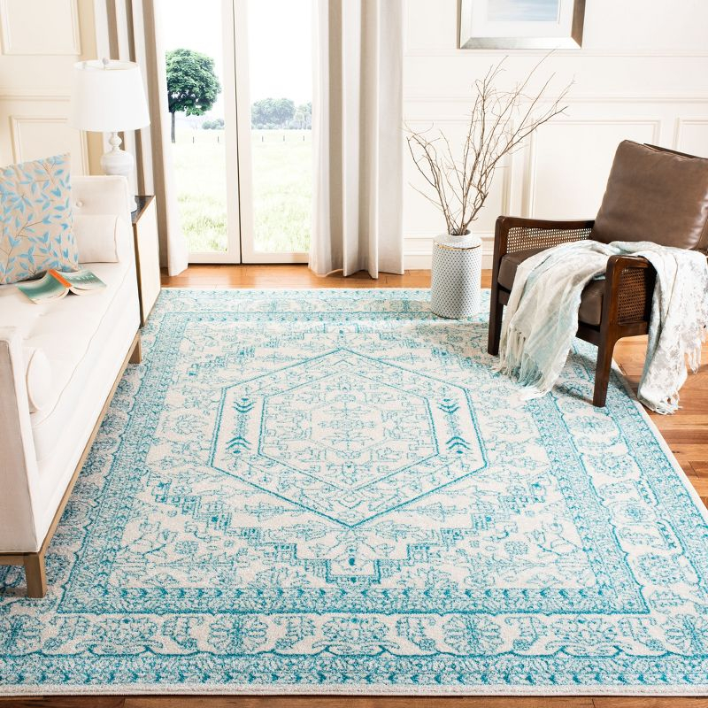 Adirondack ADR108 Power Loomed Area Rug - Ivory/Teal - 8'x10' - Safavieh.