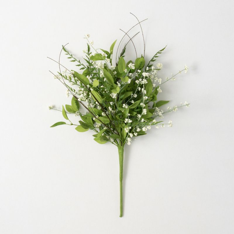 Sullivans Artificial 22.25" Lush Leaf Berry Bush, Green