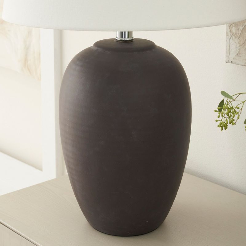 23" Egglplant Purple Unglazed Ceramic Urn Table Lamp - Nourison