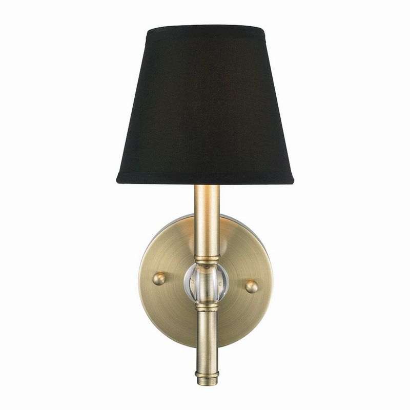 Golden Lighting Waverly 1-Light Wall Sconce in Aged Brass with Tuxedo