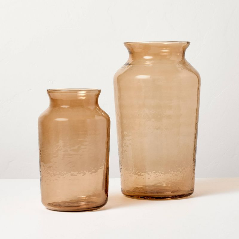 14" Tan Glass Decorative Flower Vase - Hearth & Hand™ with Magnolia