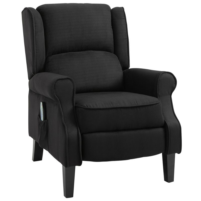 HOMCOM Wingback Heated Vibrating Massage Chair, Accent Sofa Vintage Upholstered Massage Recliner Chair, Black