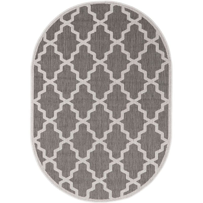 Nuloom Gina Trellis Oval 5x8 Indoor/Outdoor Area Rug for Living Room Patio Deck Front Porch Kitchen, Grey/Beige