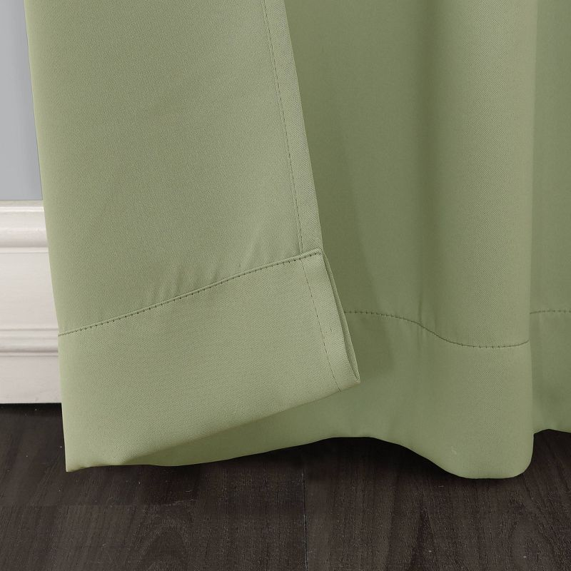 40"x84" Sun Zero Blackout Kenneth Energy Saving Grommet Curtain Panel Green: Modern Noise Reduction Twill