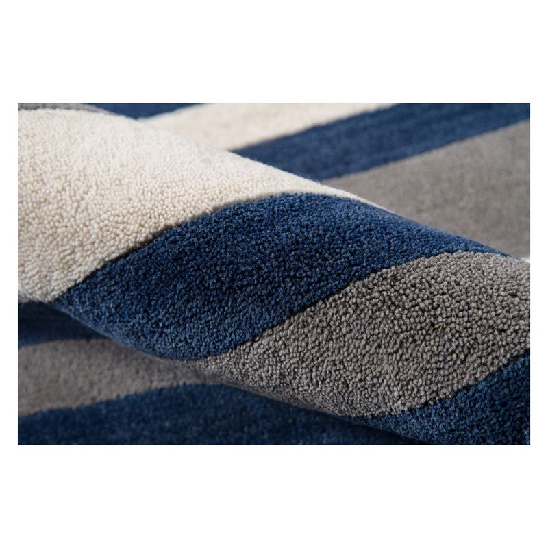 3'3"x5'3" Stripe Tufted Accent Rug Navy - Momeni: Contemporary Handmade Wool, Low Pile Indoor Rug, Canvas Backing