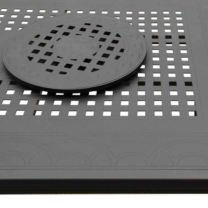 84" Modern Mesh Aluminum Patio Rectangle Dining Table with Lazy Susans: Weather-Resistant - Oakland Living