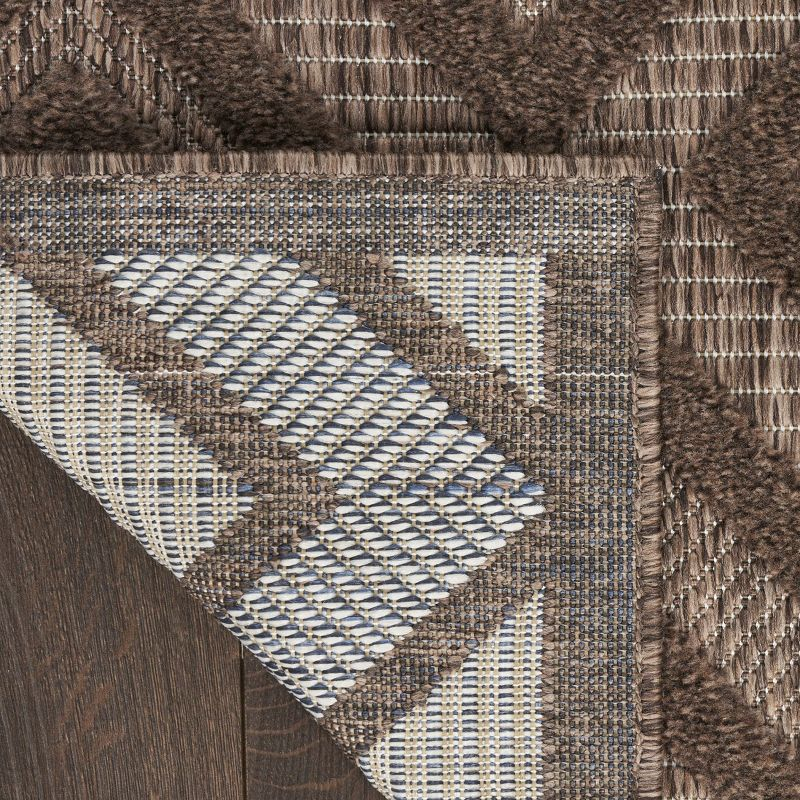 Nourison Versatile Diamond Geometric Flatweave Indoor Outdoor Area Rug Brown 5' x 7'