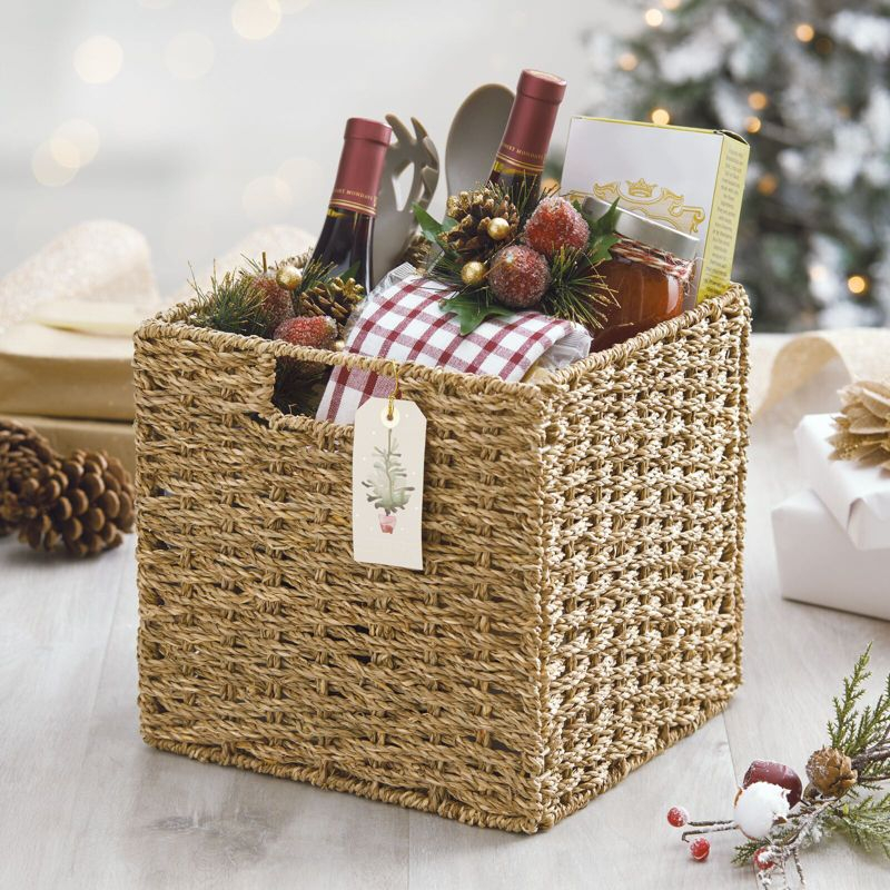 mDesign mDesign Seagrass Woven Kitchen Basket Organizer, Handles (Set of 4)