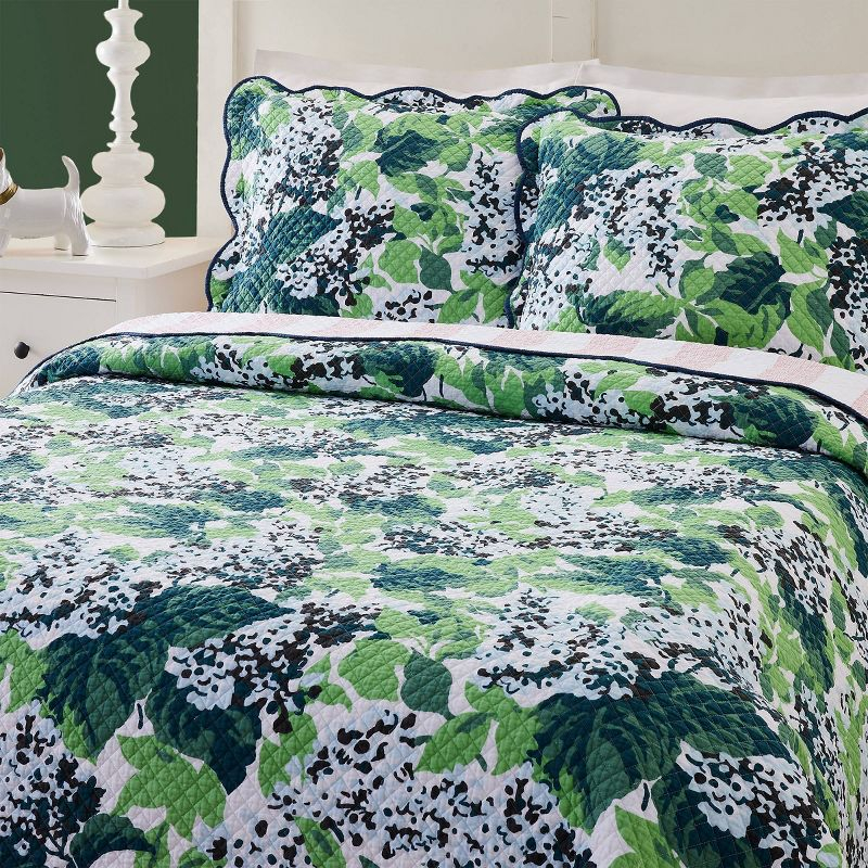 3pc King Sag Harbor Summer Quilt Set - Madcap Cottage for Makers Collective: Cotton Bedding, Botanical Pattern, Includes Shams