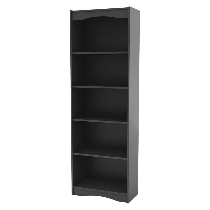 72" Tall Hawthorn Bookshelf Black - CorLiving: Modern Laminated Particle Board with 5 Adjustable Shelves