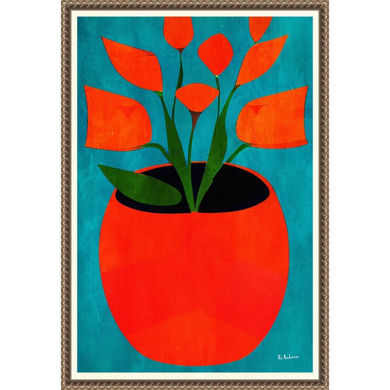 Amanti Art Red Blossoms by Bo Anderson Canvas Wall Art Print Framed 16 x 23-in.