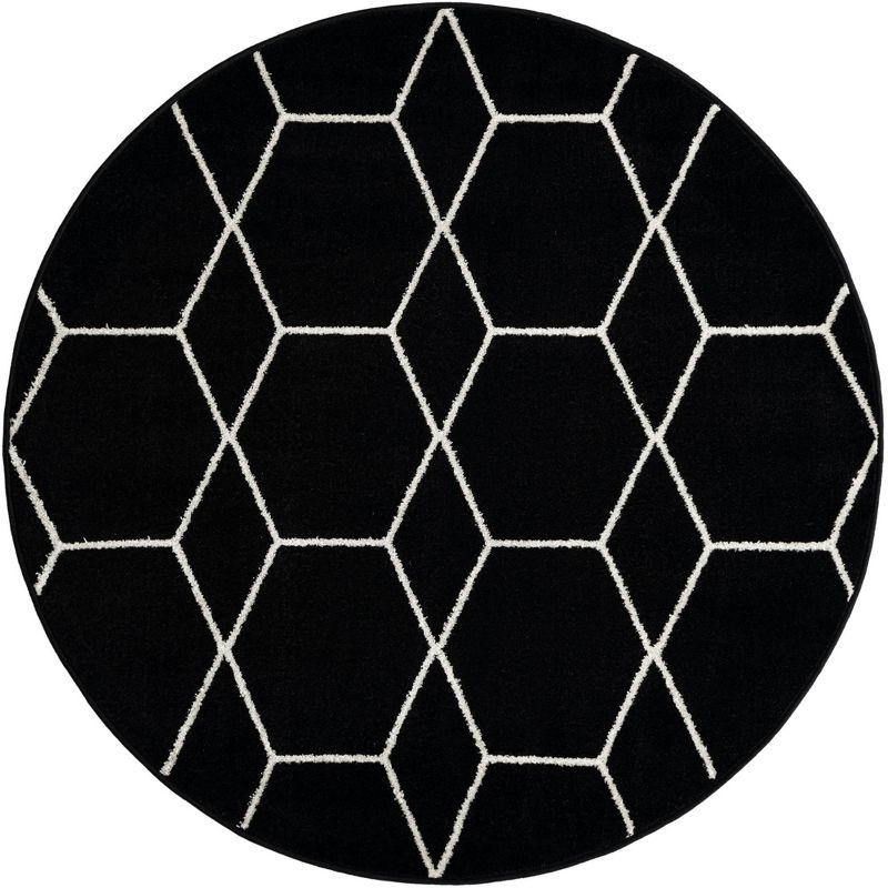 Unique Loom 5' 0 x 5' 0 Trellis Frieze Black Area Rug