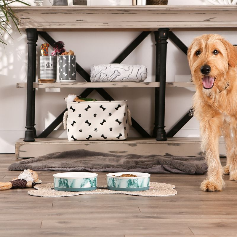 Bone Dry Pet Bowl - Teal Marble - Large 7.5Dx2.4H Set/2