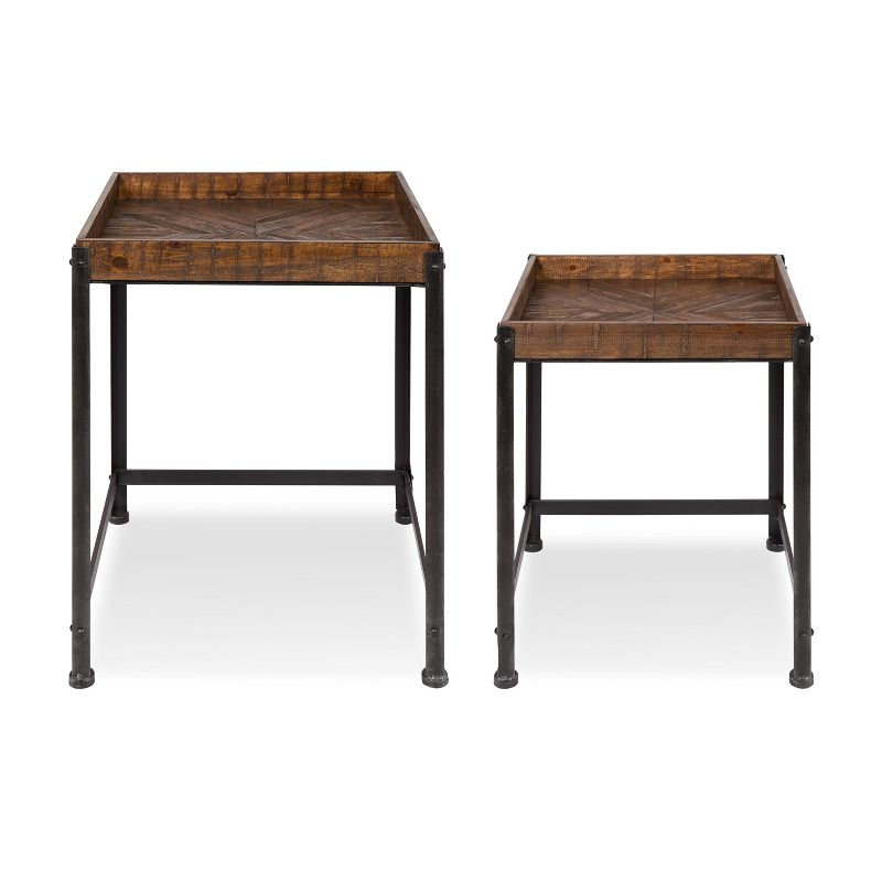Kate and Laurel Marsh Square Wood Nesting Table, 2 Piece, Rustic Brown