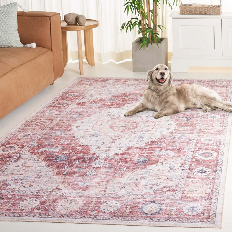 Arizona ARZ517 Power Loomed Machine Washable Area Rug - Light Red/Beige - 5'x8' - Safavieh.