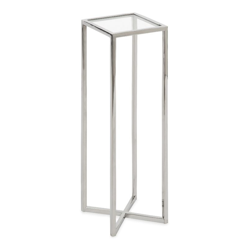 Kate and Laurel Jaspur Square Metal Drink Table, 7x7x21, Silver
