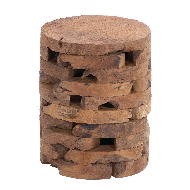 Olivia & May 18" x 14" Contemporary Teak Wood Accent Table Brown: Handcrafted, No Assembly, Indoor Use, Unique Design