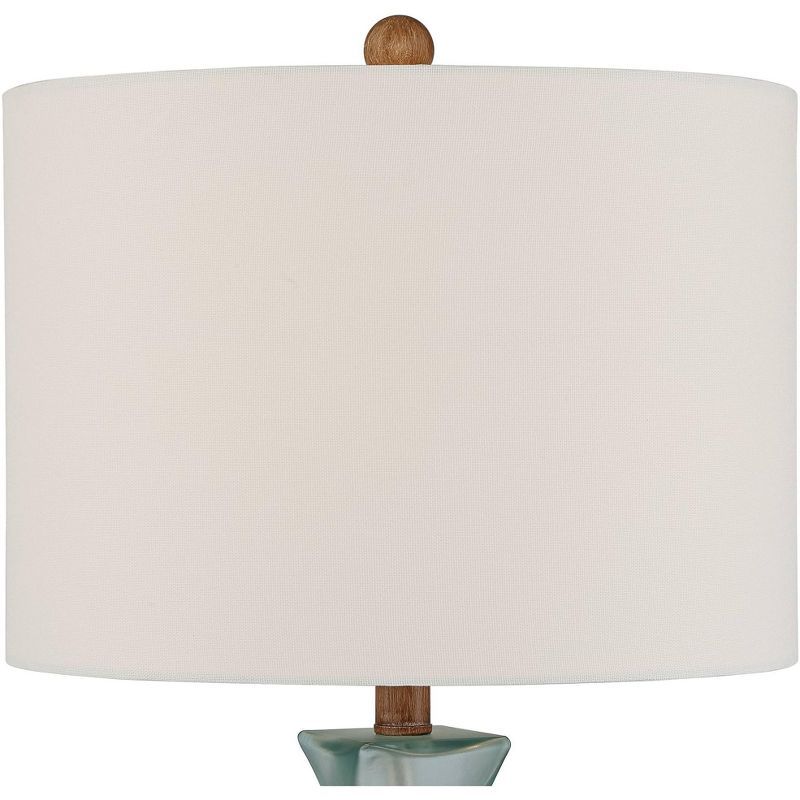 360 Lighting Ryan 28 1/2" Tall Modern Coastal End Table Lamps Set of 2 Ocean Blue Glass Off-White Shade Living Room Bedroom Bedside Nightstand House
