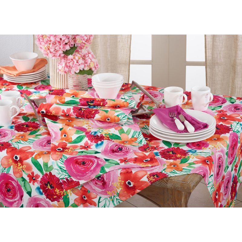 Saro Lifestyle Large Floral Print Tablecloth, Multi, 65" x 65"