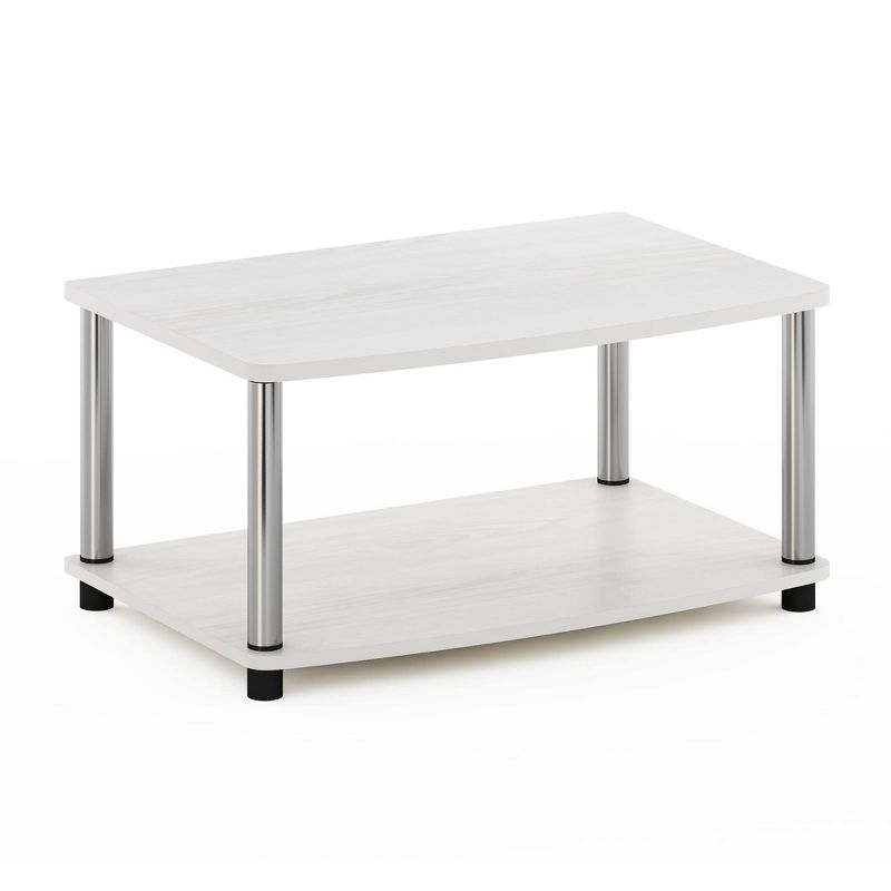 Furinno Industrial No Tools Elevated TV Stands with 2-tier Open Storage Shelves TV Console for TVs up to 25 inch White Oak