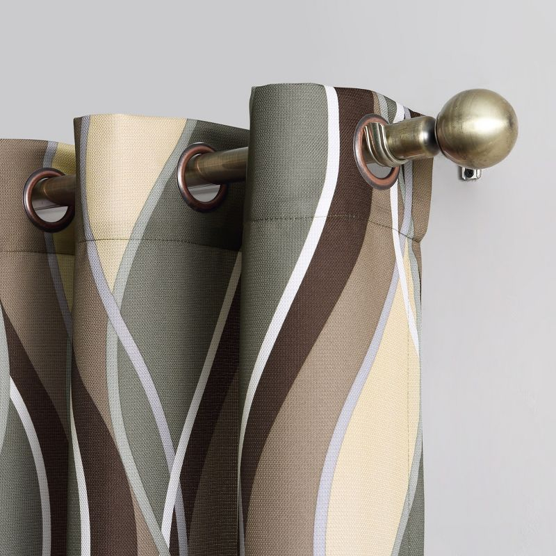 48"x84" No. 918 Semi-Sheer Intersect Ogee Wave Print Grommet Curtain Panel Spruce: Modern Light Filtering Green Curtain