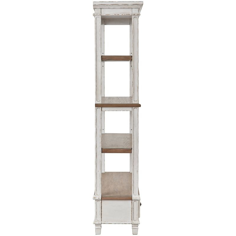 75" Realyn Bookshelf - Signature Design by Ashley: Cottage Style, Antiqued Two-Tone Finish, Open Shelves