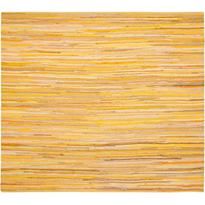 Rag Area Rug RAR130 Hand Woven Area Rug - Yellow/Multi - 4'x4' - Safavieh.